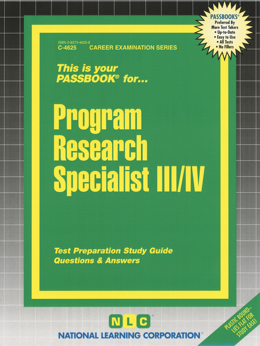 Title details for Program Research Specialist III, IV by National Learning Corporation - Available